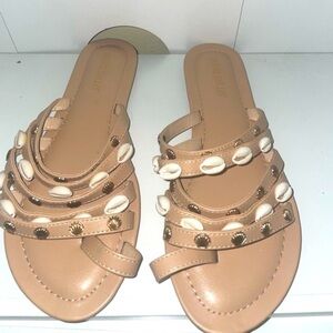 🐚 Beach Sandals ☀️ shell sandals cream nude sandals
